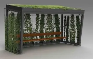 green structure bus shelter
